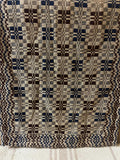Primitive Coverlet 34 Inch Table Square Blue/Tan/Brown