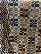 Primitive Coverlet 34 Inch Table Square Blue/Tan/Brown