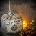Primitive Fall Halloween Black Pumpkin With Sleepy Hollow Print 12x10