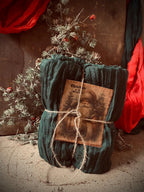 3 Yards of Grungy Stained Primitive Christmas Heavy Cheesecloth For Decorating Green