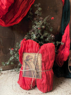 3 Yards of Grungy Stained Primitive Christmas Heavy Cheesecloth For Decorating Red