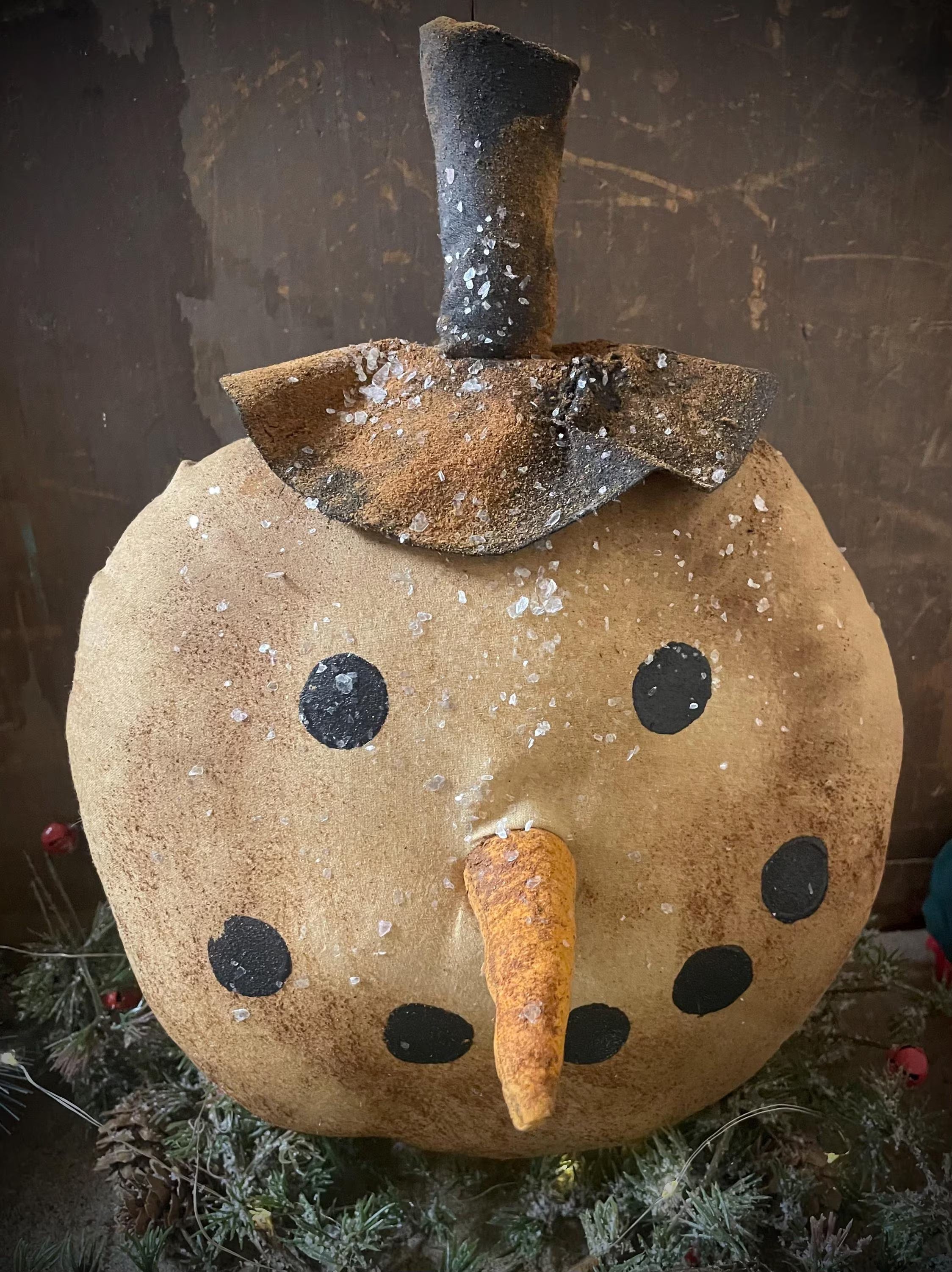 Primitive Christmas Winter Snowman Shelf Sitter 12x11