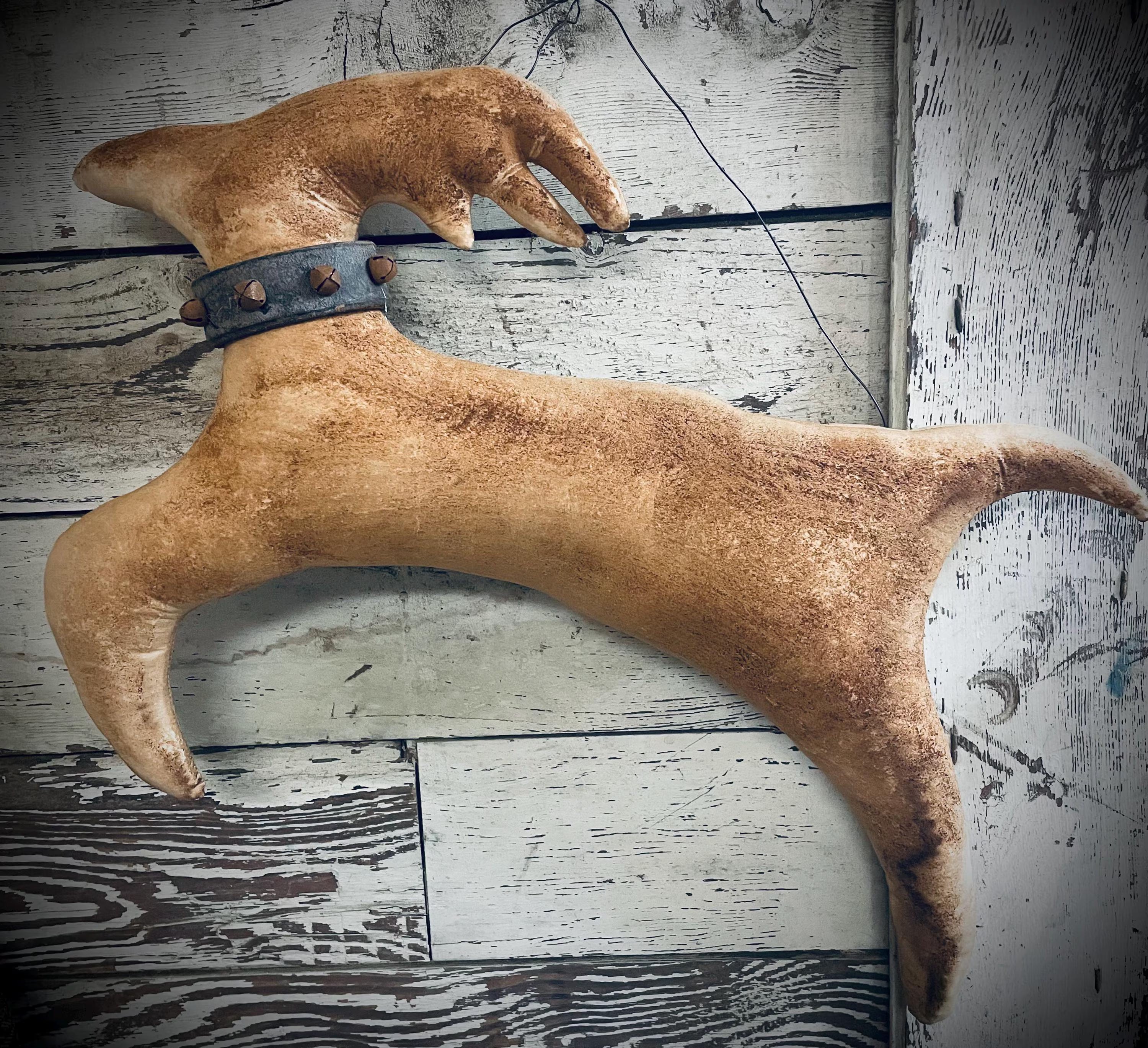 Primitive Grungy Christmas Reindeer Hanger 19x18