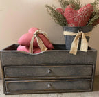 Primitive Wooden Two Drawer Trencher 17x8x8 Cobblestone