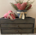 Primitive Wooden Two Drawer Trencher 17x8x8 Pepper Gray