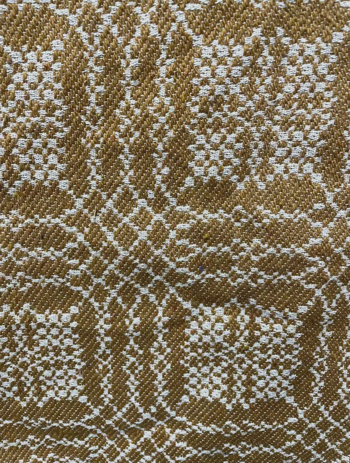 Primitive Coverlet 34 Inch Table Square Mustard/White