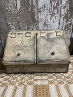 Primitive Wooden Two Bin With Doors 8x15x9 Antique White