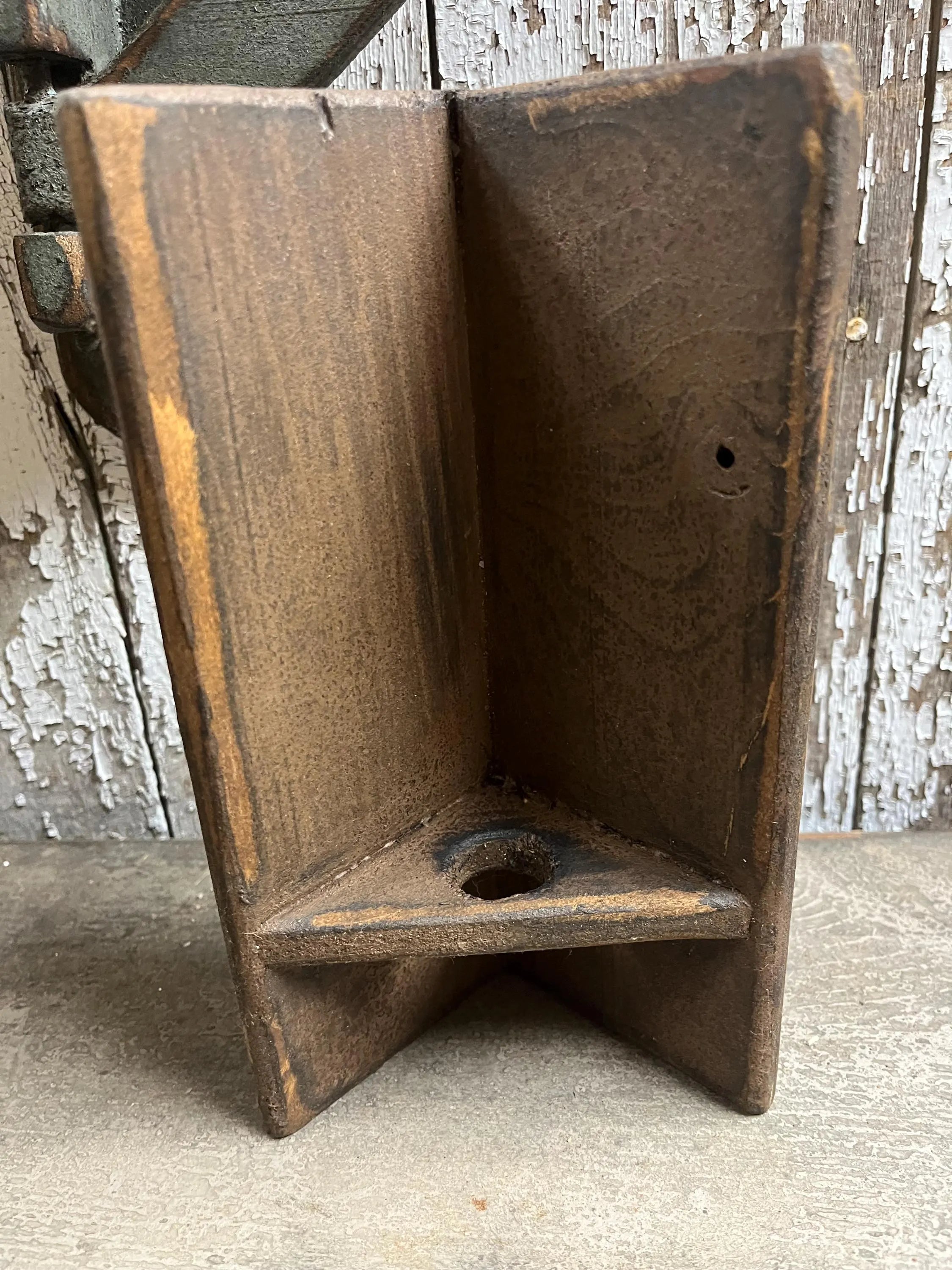 Primitive Corner Sconce With Candle 9x3x4 Brown