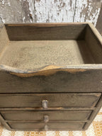 Primitive Wooden Three Drawer Cubby 11x10x8 Pepper Gray