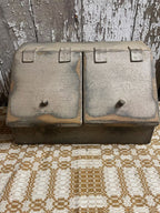 Primitive Wooden Two Bin With Doors 8x15x9 Cobblestone Gray